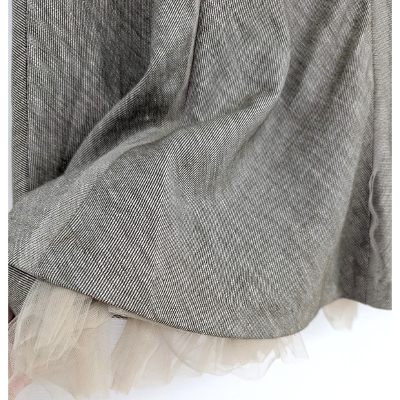 VTG Y2K Limited Gray Pleated Flared Mesh Ruffle Lined Silk Trim Skirt Size 10 - Picture 6 of 11